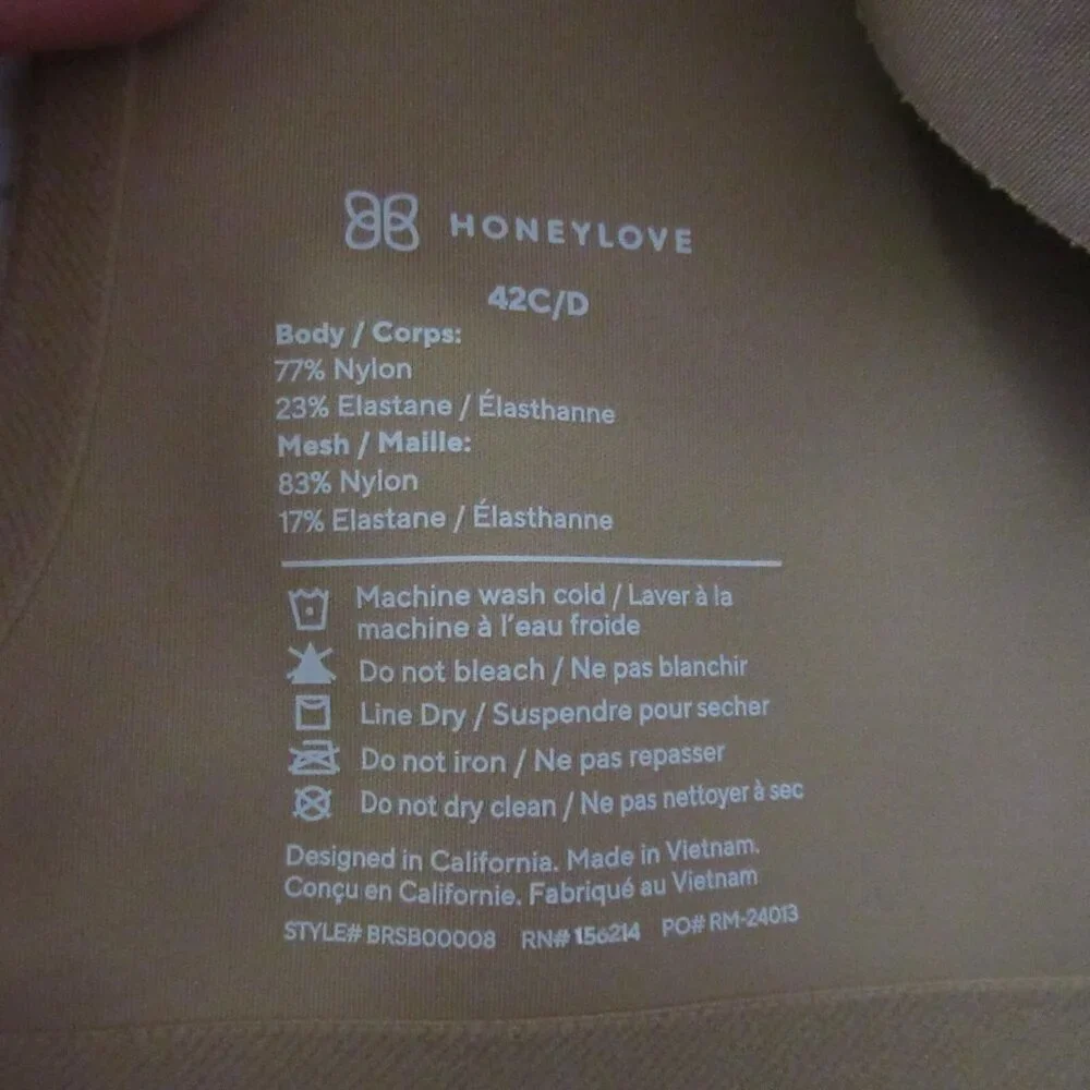 Honeylove Bra 42 C D Beige Tan Cloudfuse Wire Free Plus Size Padded